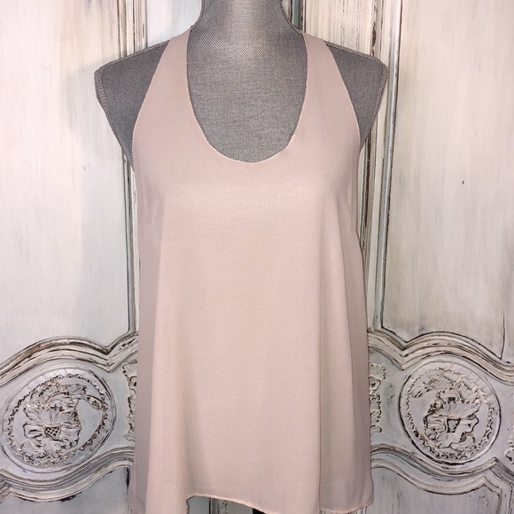 A.PEACH Unique Multi Bows Racer Back Sheer Soft Blush Top Size Large - Picture 2 of 9